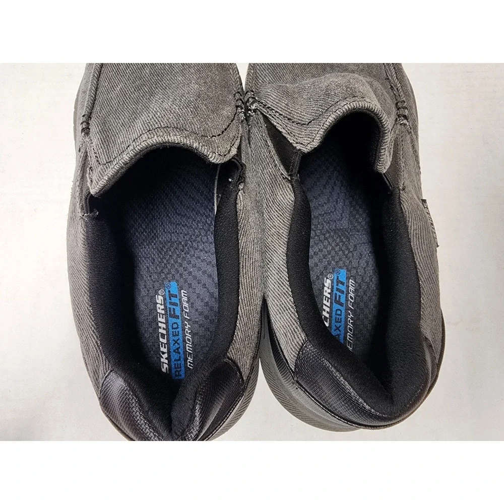 Skechers Cohagen Canvas Slip On Men memory foam Shoe Sz 13 in Black  16941S